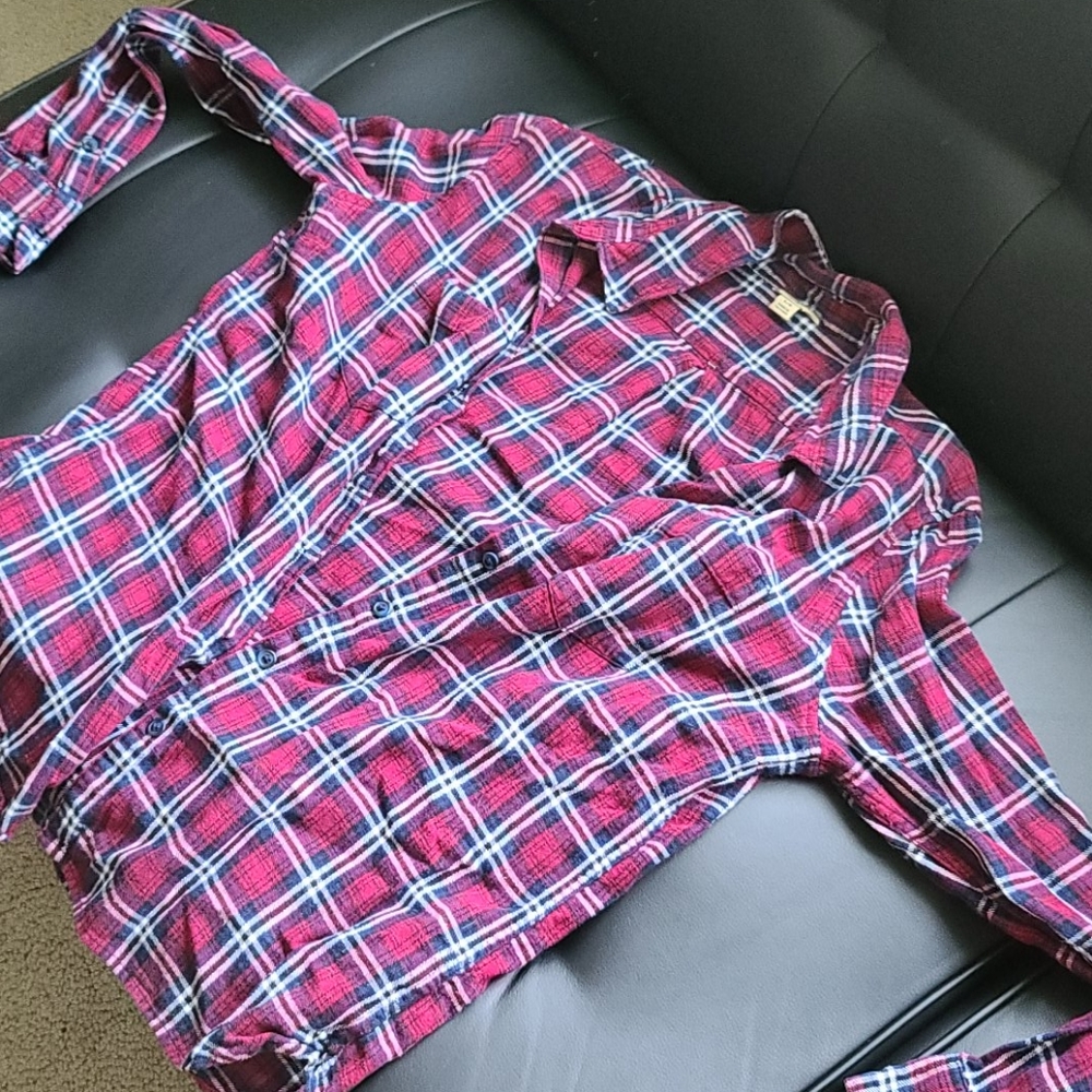 Red and Black Flannel Button Up